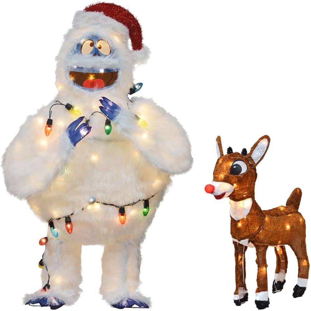 Special KIT: 32in Rudolph 3D PRELIT Yard Art Bumble with Light Strand Plus 24" Rudolph 3D PRE-LIT... | Amazon (US)