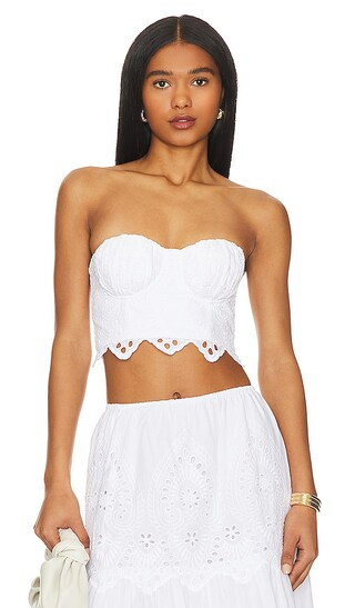 Francesca Eyelet Corset Top in White | Revolve Clothing (Global)