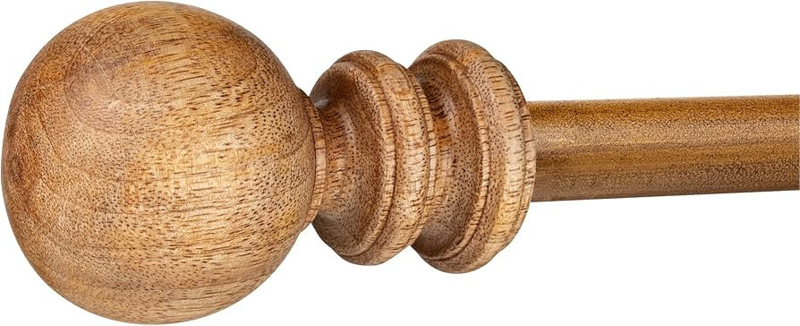 Amos Rustic Farmhouse Natural Oak Wood Curtain Rod 28"- 48", 48"- 84", 84"- 144" (Set of 2) or (S... | Amazon (US)