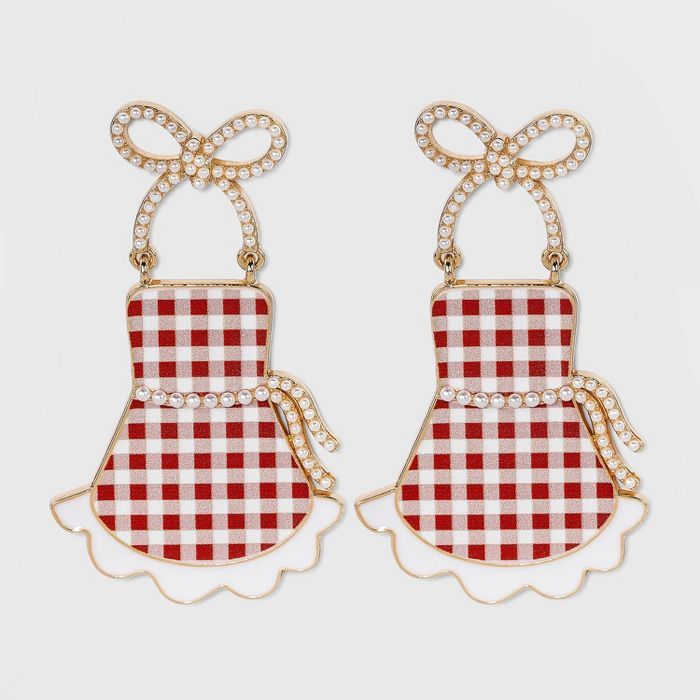 SUGARFIX by BaubleBar Checkered Apron Drop Earrings - Red | Target