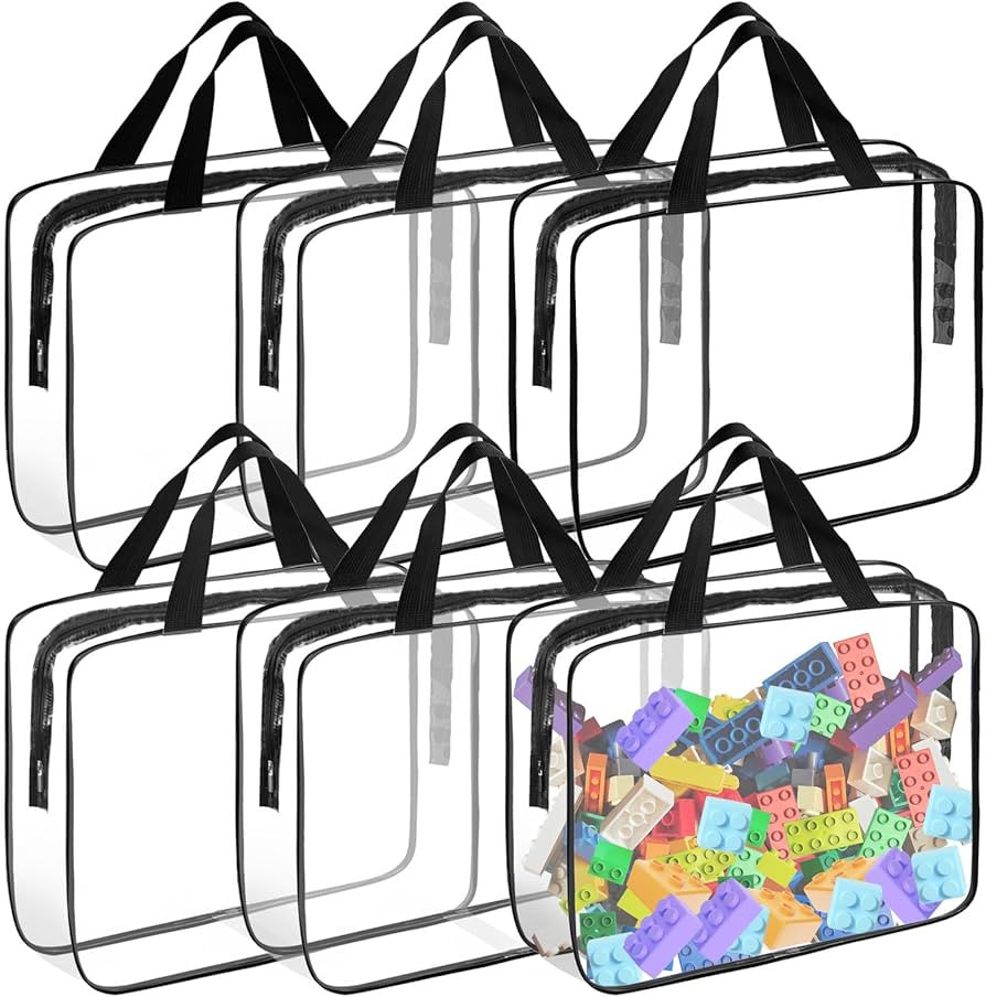 6 Pack Extra Large Toy Storage Bags PVC Organizing Bags with Zippered, Clear PVC Board Game Stora... | Amazon (US)