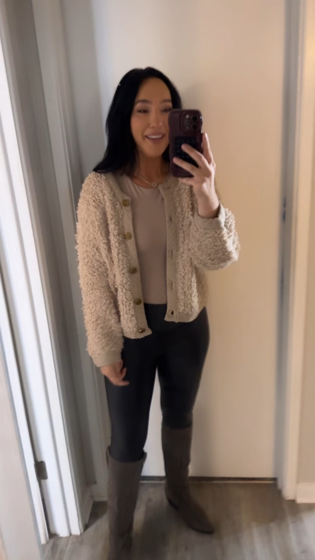 This cardigan is SO good for fall yall! Wearing a small. Leggings are on sale for $10 in. Size small but would rather have an XS. Boots run TTS and such a stunning color. 

Use BEAUTYOFBUDGET30 for 30% off

Fall finds
Sherpa 
Faux leather leggings
Spanx dupe
Cowboy boots
Fall outfits
Toddler mom 

#LTKSeasonal #LTKVideo #LTKSaleAlert