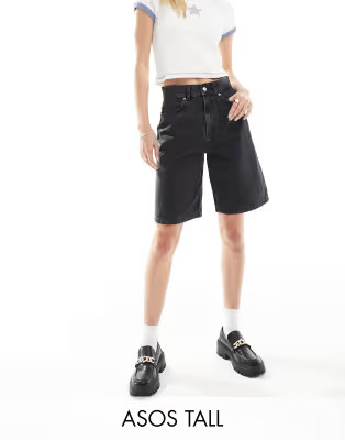 ASOS DESIGN Tall denim bermuda shorts in wash black | ASOS (Global)