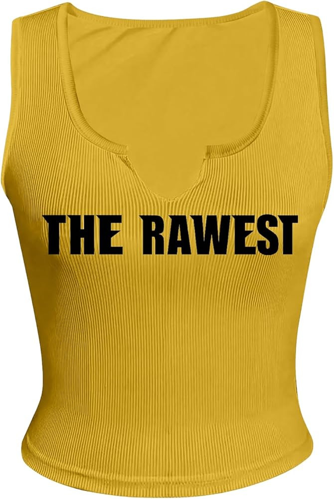 SOLY HUX Women's Letter Print Crop Tank Tops Casual Notched Neck Sleeveless Summer Y2k Going Out ... | Amazon (US)