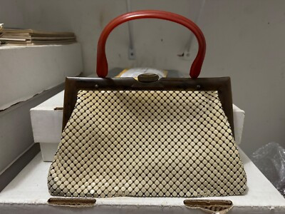 VINTAGE WHITING & DAVIS METAL MESH PURSE WITH BAKELITE HANDLE HANDBAG  | eBay | eBay US