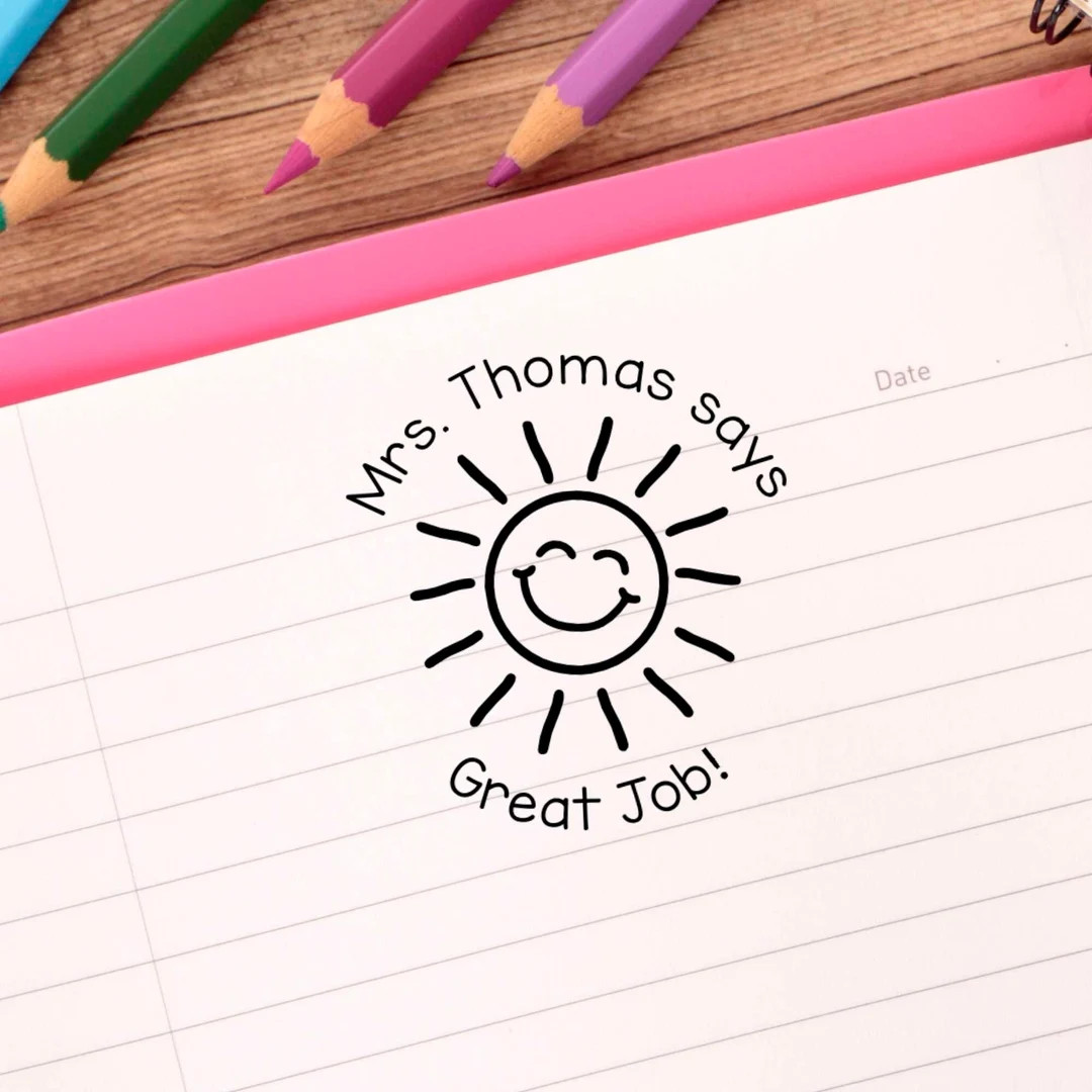 Custom Teacher Sun Stamp: Personalized Classroom Stamper, Trodat Self-inking or Wood Knob - Etsy | Etsy (US)