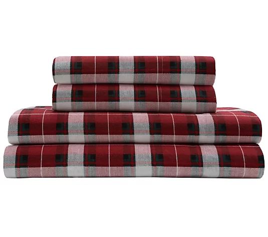 Elite Home Products Torrey Lane Cot Flannel Sheet Set-Cal KG | QVC