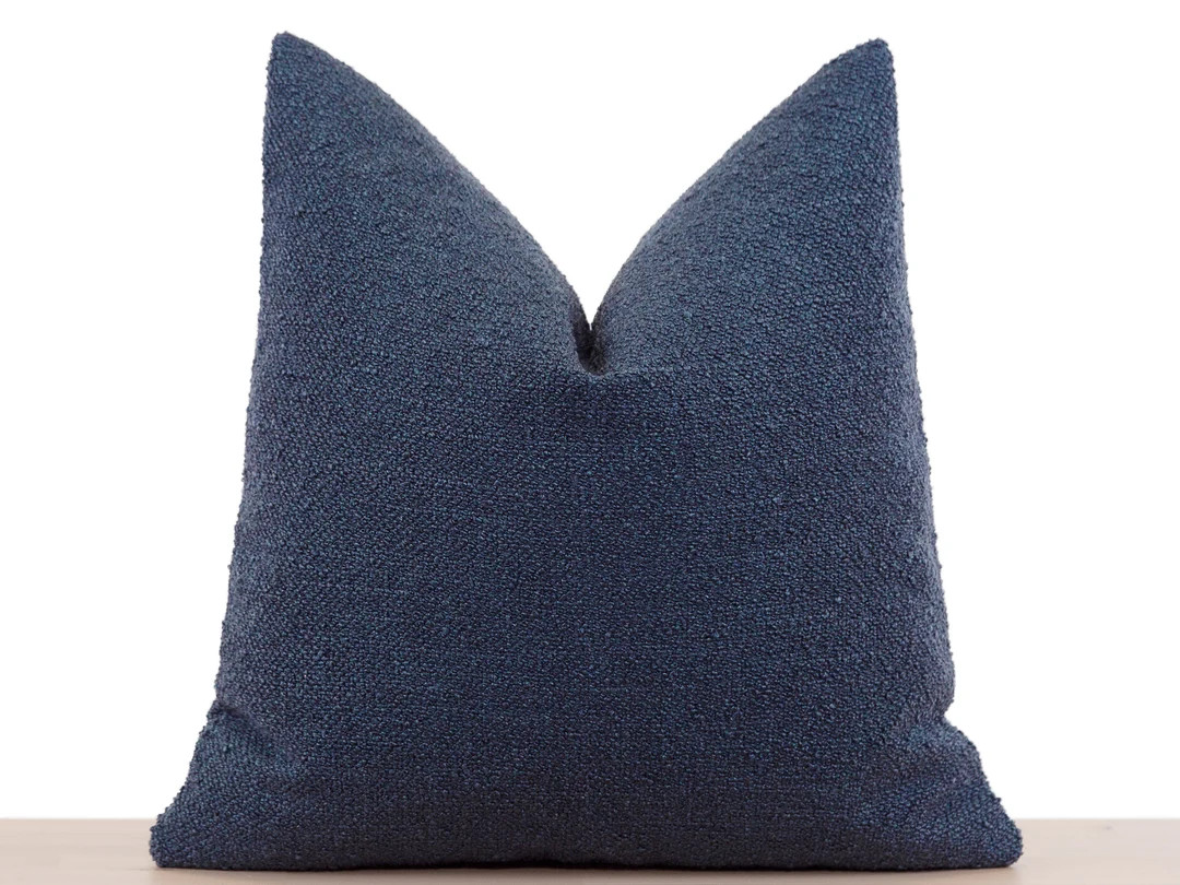 Navy Boucle Pillow Cover Navy Boucle Euro Sham Navy Blue - Etsy | Etsy (US)