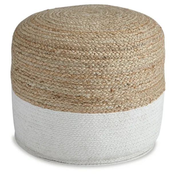Signature Design by Ashley Sweed Valley Jute & Cotton Pouf,  20 x 20 Inches, Beige & White | Walmart (US)