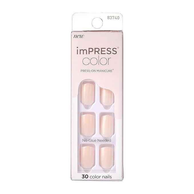 KISS imPRESS Color Press-On Nails, Gel Nail Kit, PureFit Technology, Short Length, “Point Pink... | Amazon (US)