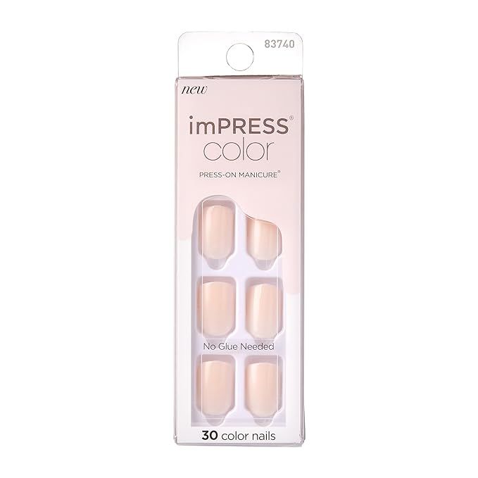 KISS imPRESS Color Press-On Nails, Gel Nail Kit, PureFit Technology, Short Length, “Point Pink... | Amazon (US)