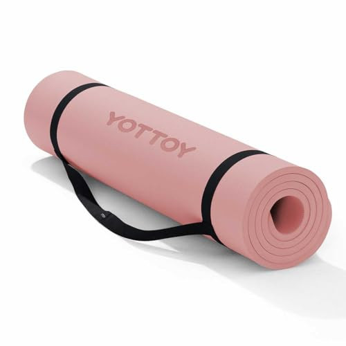 YOTTOY Yoga Mat，Extra Thick Yoga Mat (1/2inch),Professional TPE Exercise Mat,Non-Slip Workout Mat for Yoga, Pilates, Fitness, Barefoot Workouts, Home Gym Studio with Strap | Amazon (US)