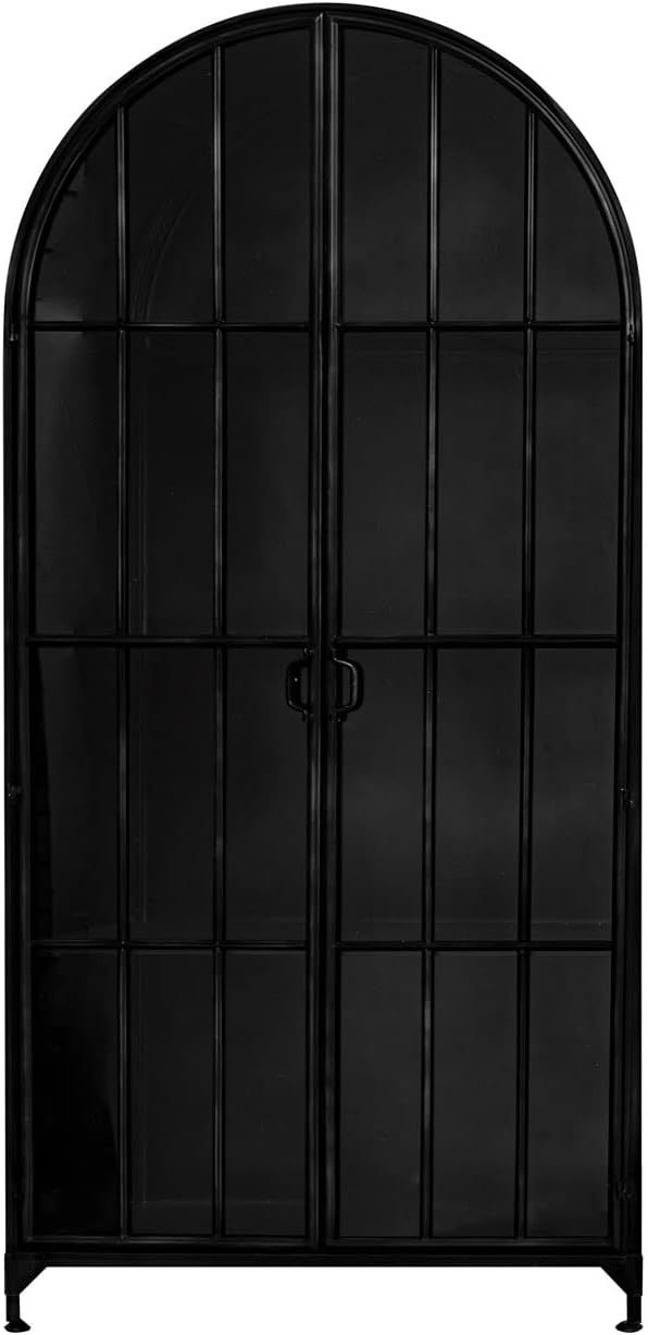 Creative Co-Op Arched Metal 2 Glass Doors and 3 Shelves Cabinet, 36" L x 17" W x 77" H, Black | Amazon (US)