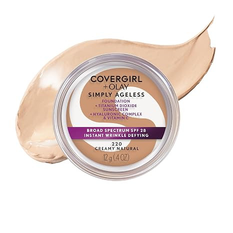 COVERGIRL & Olay Simply Ageless Instant Wrinkle-Defying Foundation, Creamy Natural 0.44 Fl Oz (Pa... | Amazon (US)