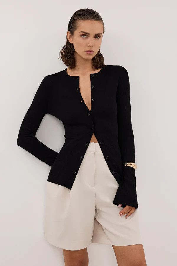 ALIAS BLACK LONG SLEEVE KNIT TOP | DISSH