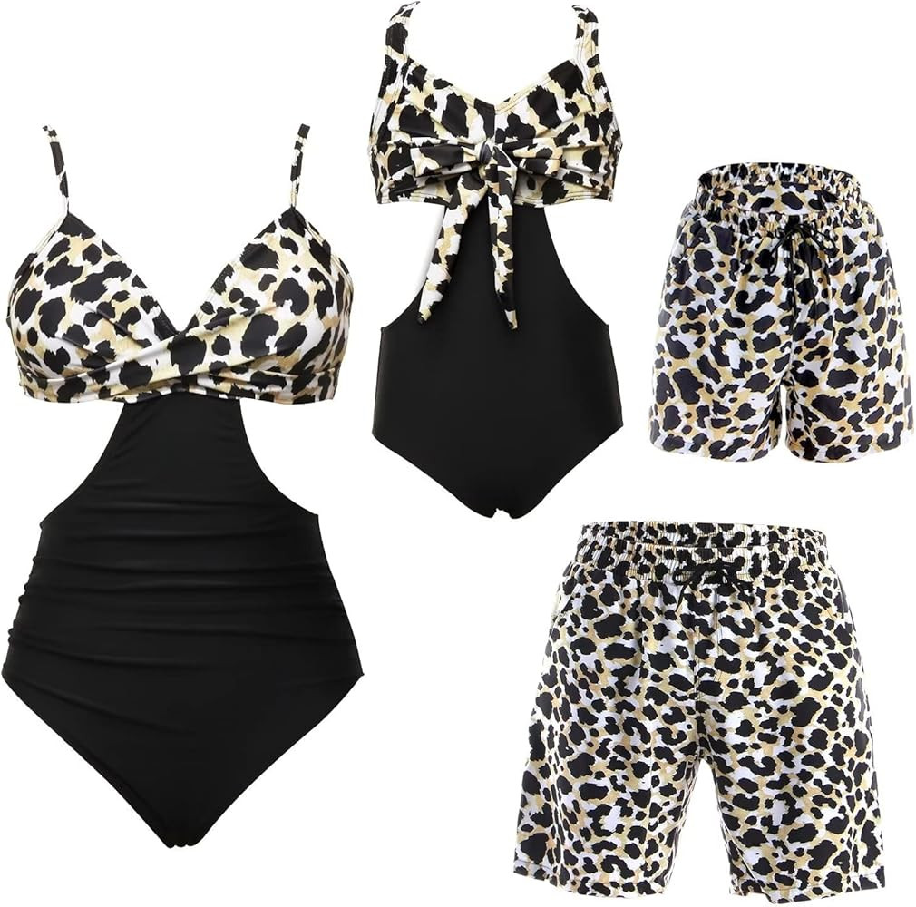 Family Matching Swimsuits One Piece Leopard Bathing Suits Family Swimwear Matching Set Womens Mon... | Amazon (US)