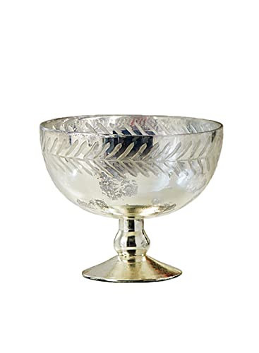 Serene Spaces Living Silver Etched Leaf Mercury Glass Bowl, Vintage Compote Bowl (Pack 1) | Amazon (US)