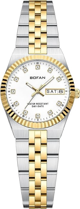 BOFAN Watches for Women Vintage Ladies Gold Watch with Luxury Diamond Dial,Date and Week Display,... | Amazon (US)