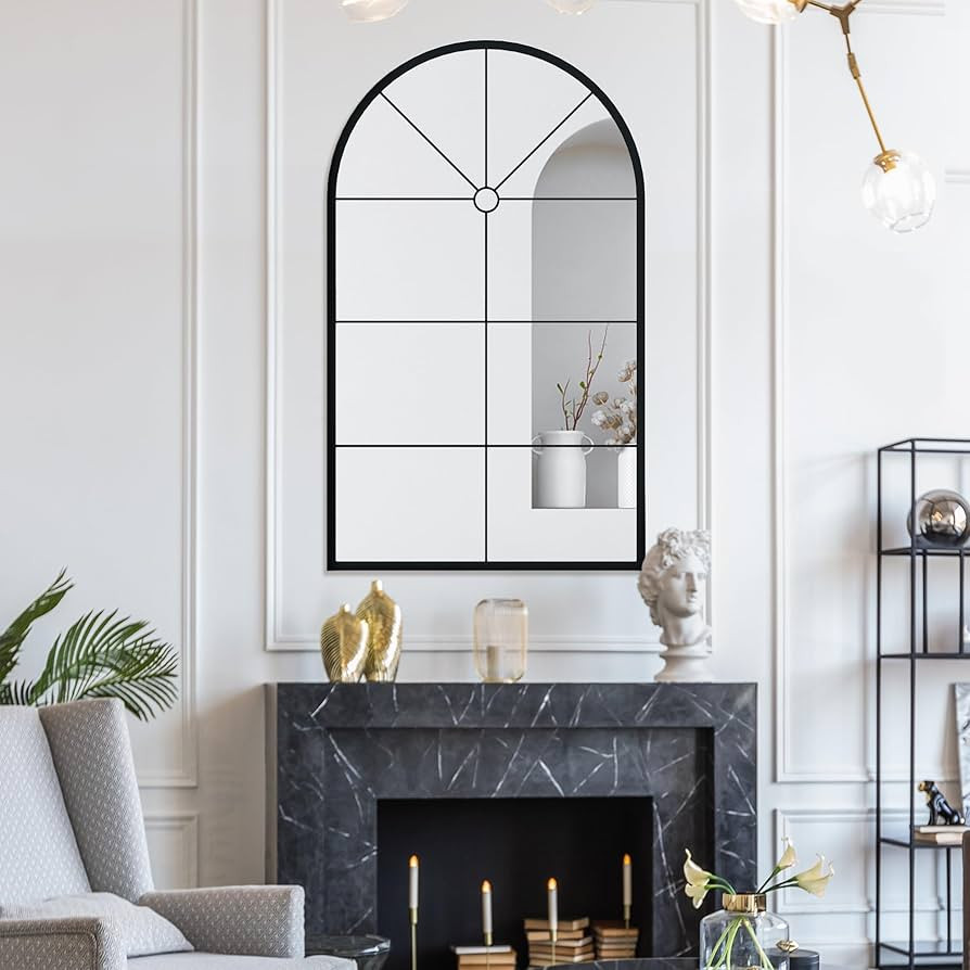 Arched Black Wall Mirror Window Decorative Mirrors, 31.5 x 19.7 Inch Arched Mirrors for Wall Deco... | Amazon (US)