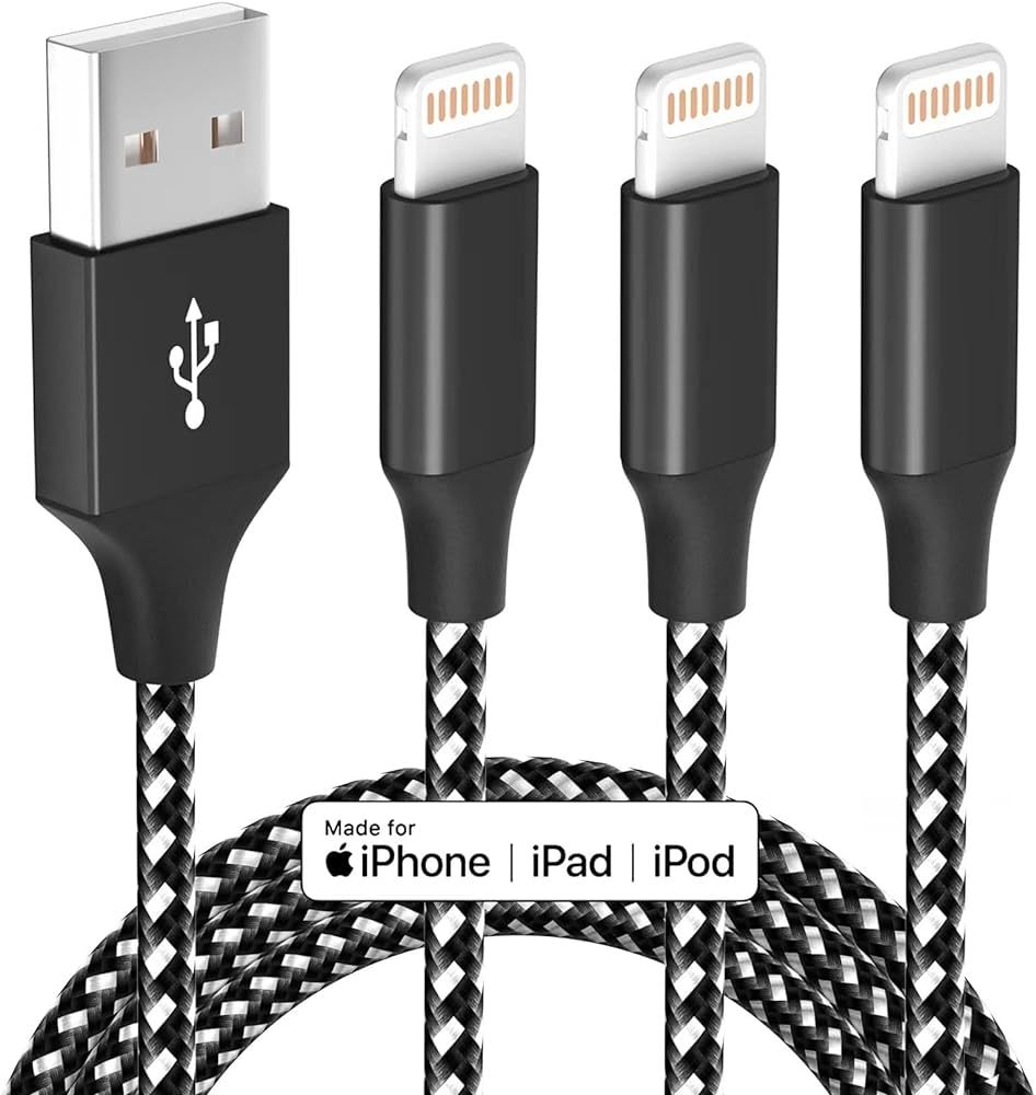 iPhone Charger Fast Charging Cord 3 Pack 10 FT Apple MFi Certified Lightning Cable Nylon Braided ... | Amazon (US)