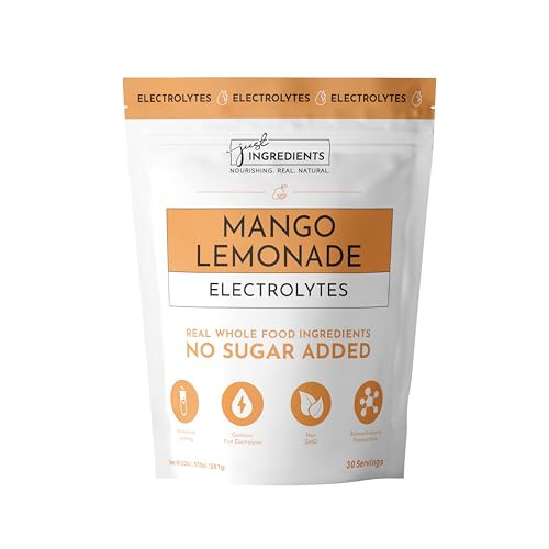 JUST INGREDIENTS Mango Lemonade Electrolyte Drink Mix - Coconut Water, Sea Salt, Trace Minerals - 30 Servings | Amazon (US)