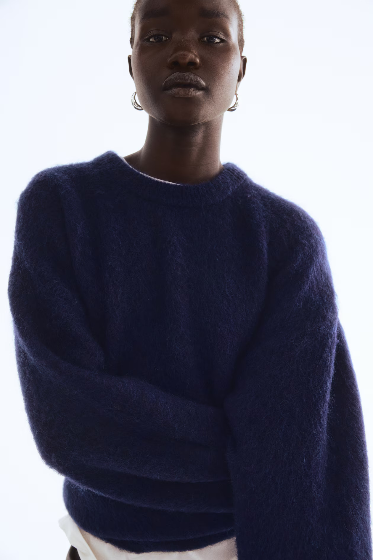 Oversized mohair-blend jumper - Navy blue - Ladies | H&M GB | H&M (UK, MY, IN, SG, PH, TW, HK)