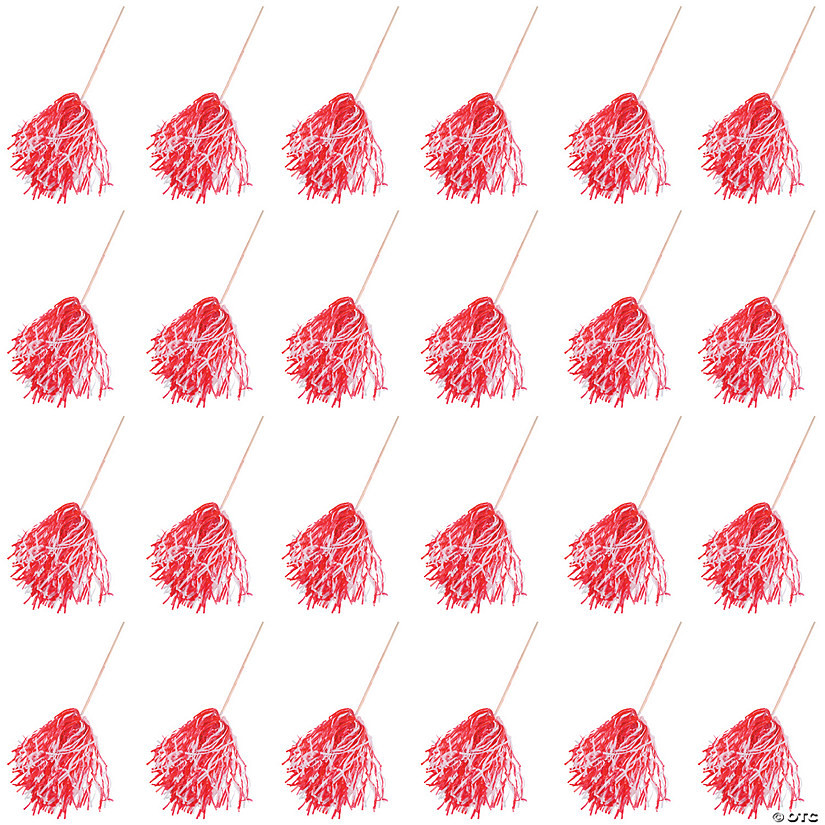 12" Red & White Two-Tone Spirit Cheer Plastic Pom-Poms - 24 Pc. | Oriental Trading Company