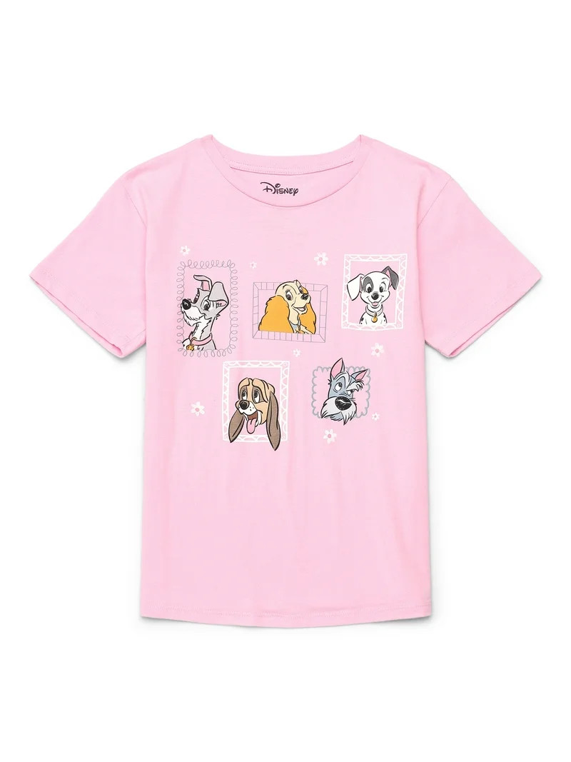 Disney Dogs Stay Pawsome Girls Short Sleeve Graphic T-Shirt, Sizes 4-16 | Walmart (US)