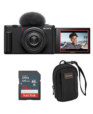 Sony ZV-1F Vlogging Camera, Black, Bundle with SanDisk Extreme 32GB SD Card, Camera Bag for Point... | Macy's