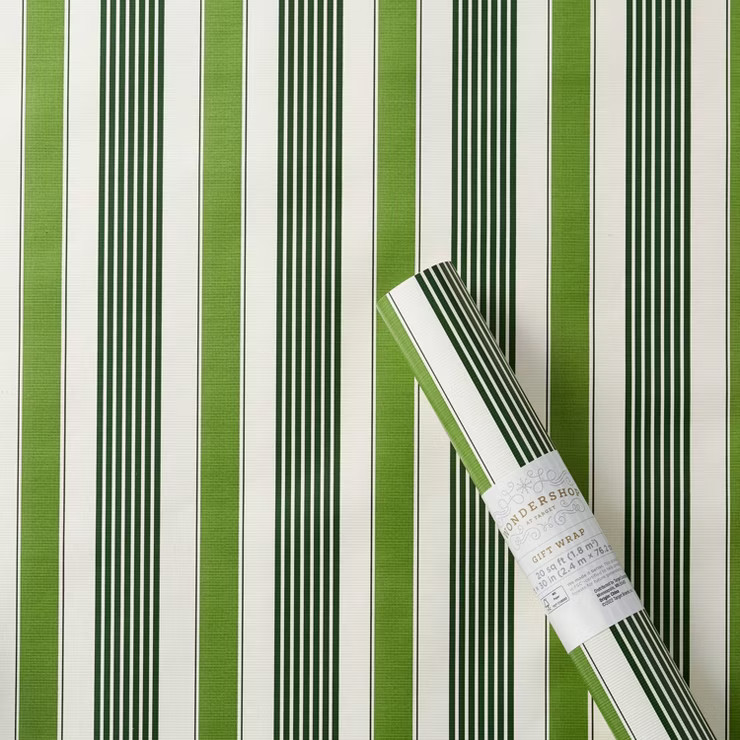 20 sq ft Striped Gift Wrap Green - Wondershop™ | Target
