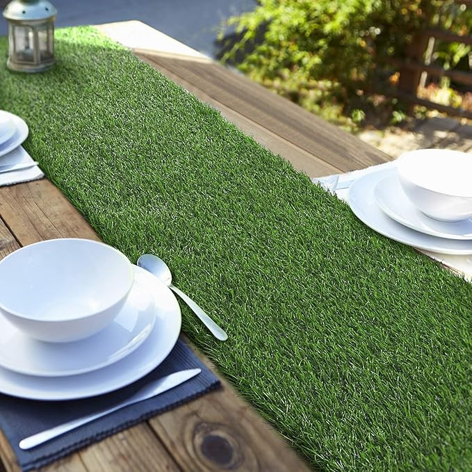 Aneco 12 x 108 Inch Artificial Grass Table Runners Carpet Roll Synthetic Grass Table Runner Grass... | Amazon (US)