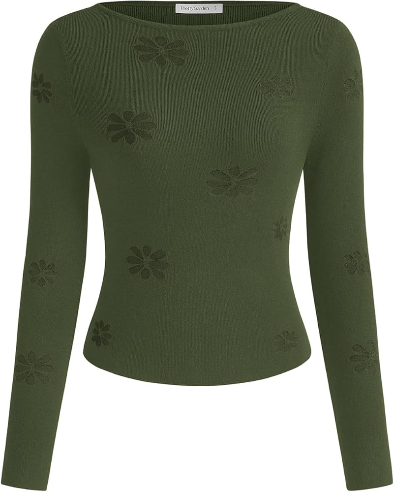 PRETTYGARDEN Long Sleeve Shirts for Women Casual 2025 Fall Knit Slim Fit Basic Lightweight Boat N... | Amazon (US)