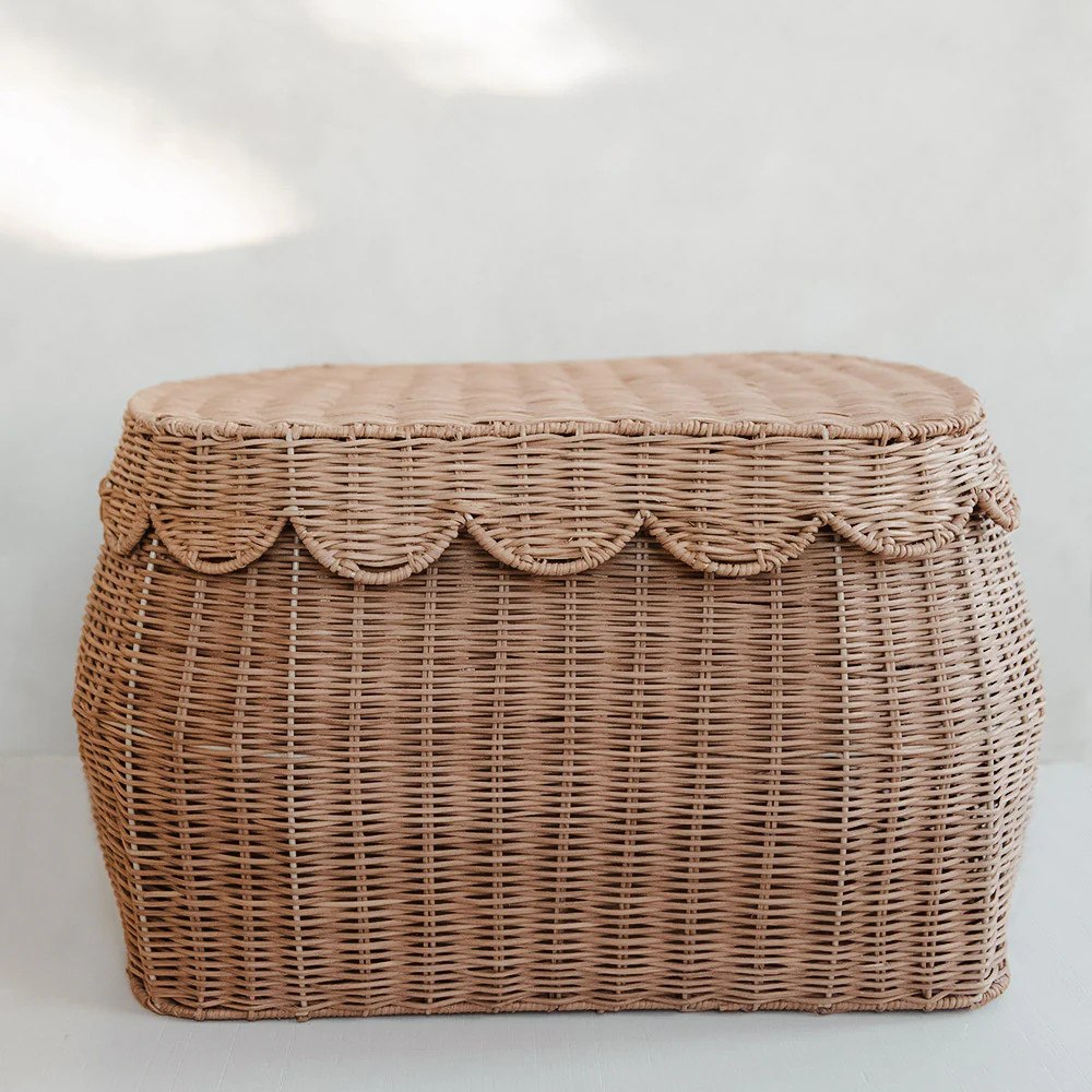 Sage Scalloped Storage Basket with Lid | Roan Iris