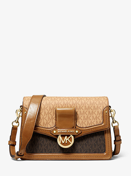 Jessie Medium Two-Tone Logo and Leather Shoulder Bag | Michael Kors US
