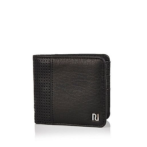 Black chunky perforated wallet | River Island (UK & IE)