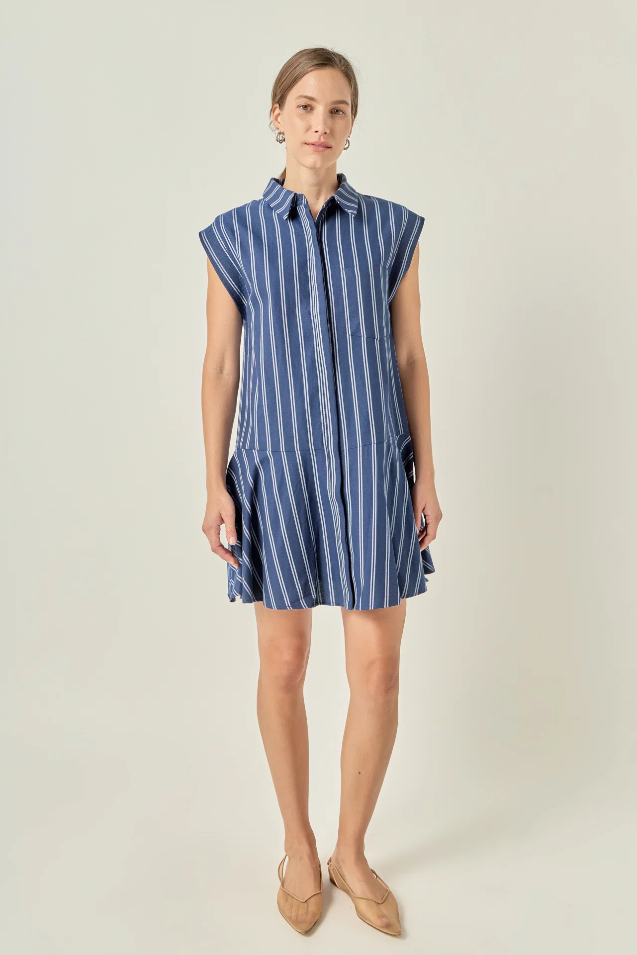 Collar Flare Skirt Mini Dress | English Factory