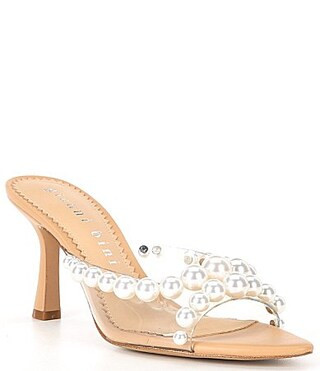 Gianni Bini Prudence Pearl Trim Clear Dress Slide Sandals - 7.5 | Dillard's
