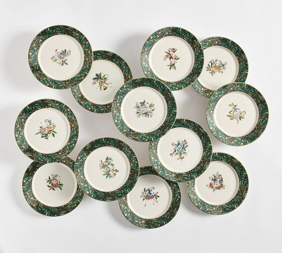 12 Days of Christmas Stoneware Salad Plates - Mixed Set of 12 | Pottery Barn (US)