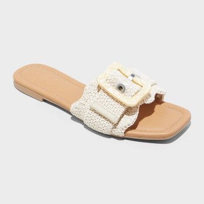 Women's Chrissy Slide Sandals with Memory Foam Insole - Universal Thread™ Beige 6.5 | Target
