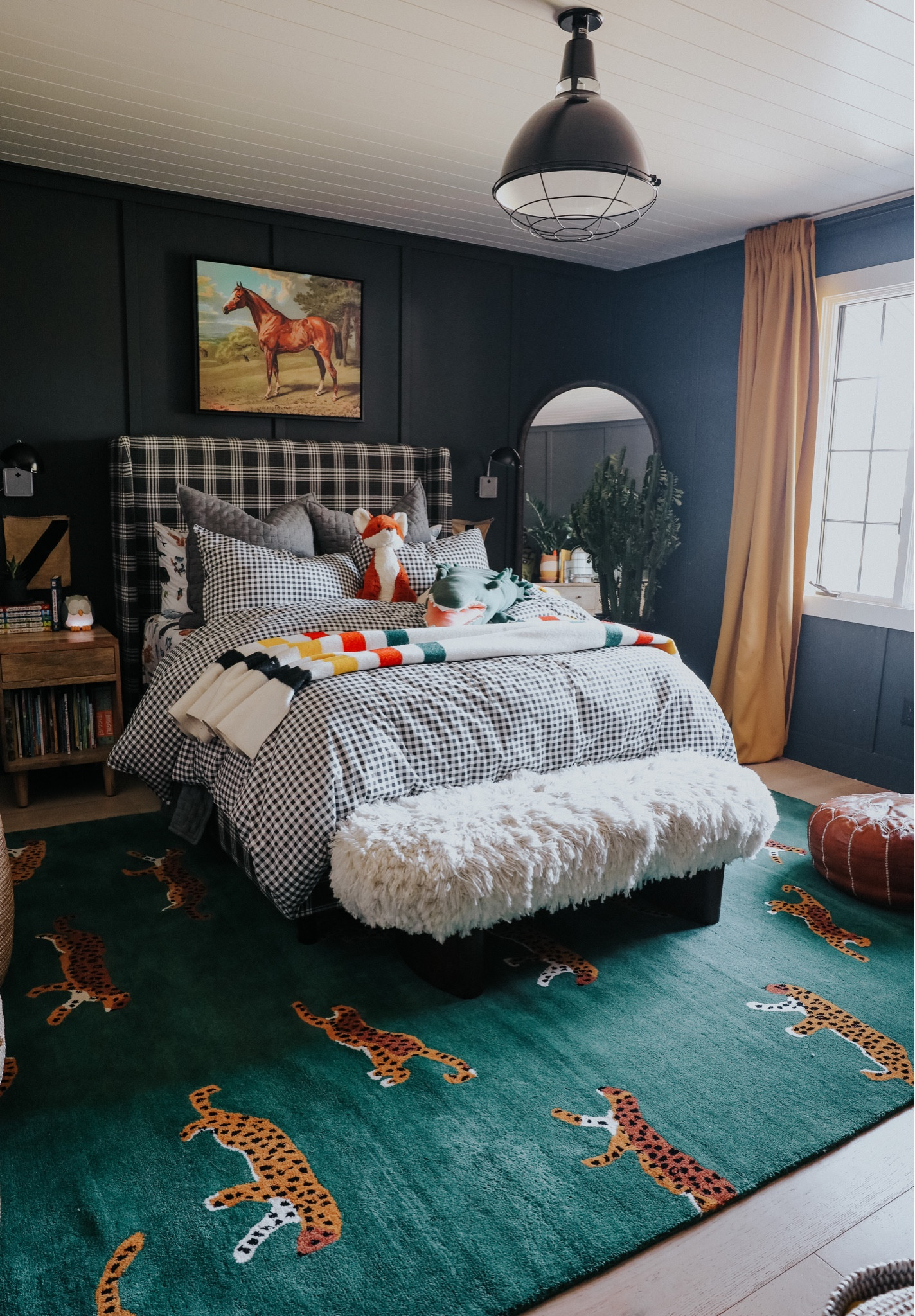 Finn’s walls are All Black from Farrow & Ball
More on- 

https://nestingwithgrace.com/finns-schoolhouse-bedroom-utah-ranch-home/