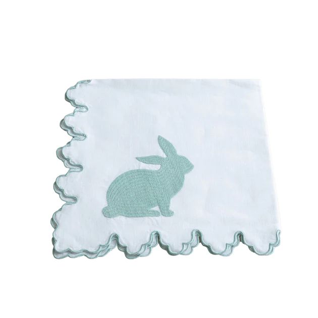 Bunny Linen Napkin Set - Aqua | Cailini Coastal