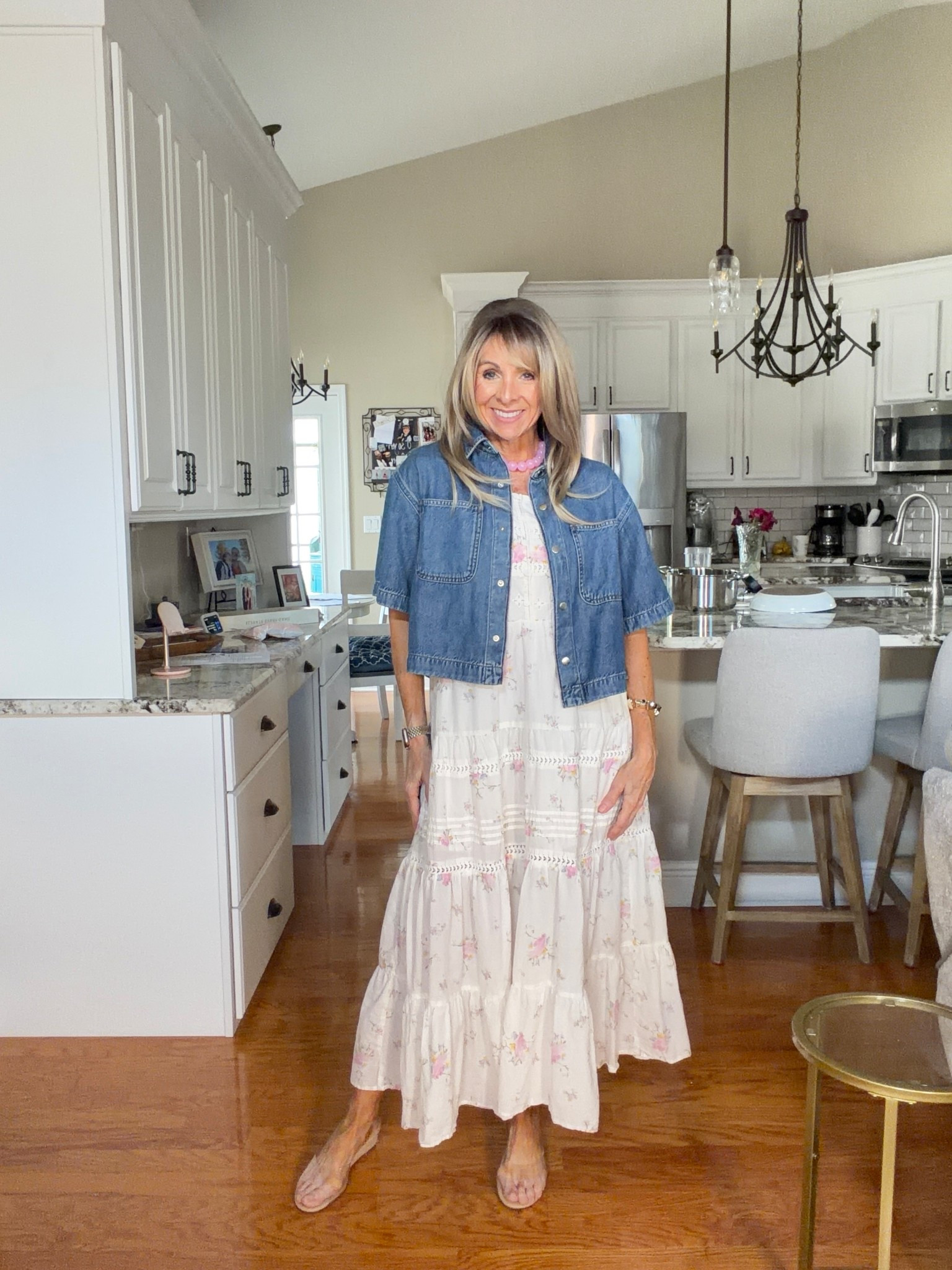 Add a boxy, short denim shirt over your sundress for an extra layer of warmth and interest.

#LTKOver40 #LTKSaleAlert