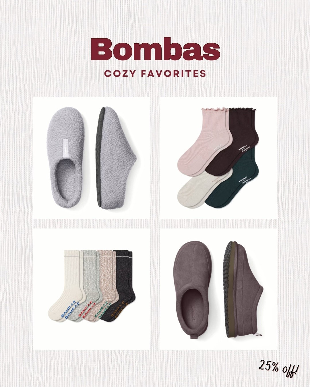 25% off Bombas!

Cozy gift idea // stocking stuffer for her



#LTKGiftGuide #LTKSeasonal #LTKFindsUnder50