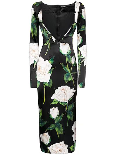 Dolce & Gabbana - Printed stretch silk satin midi dress - Multicolor | Luisaviaroma | Luisaviaroma