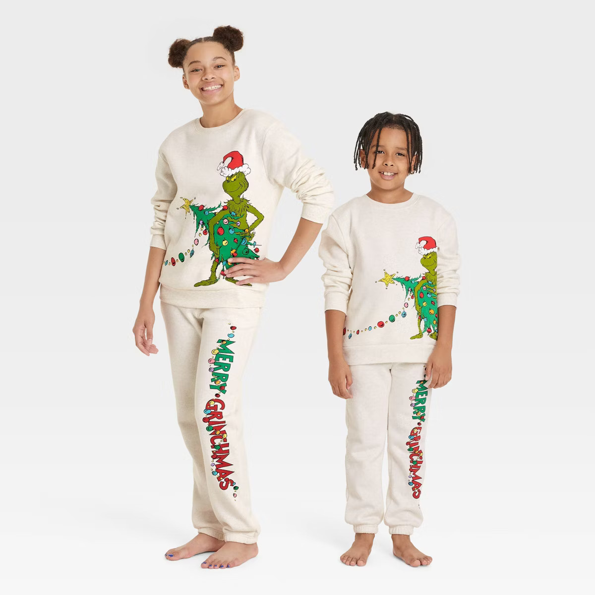 Kids' The Grinch Family Jogger Pants - Oatmeal Beige | Target