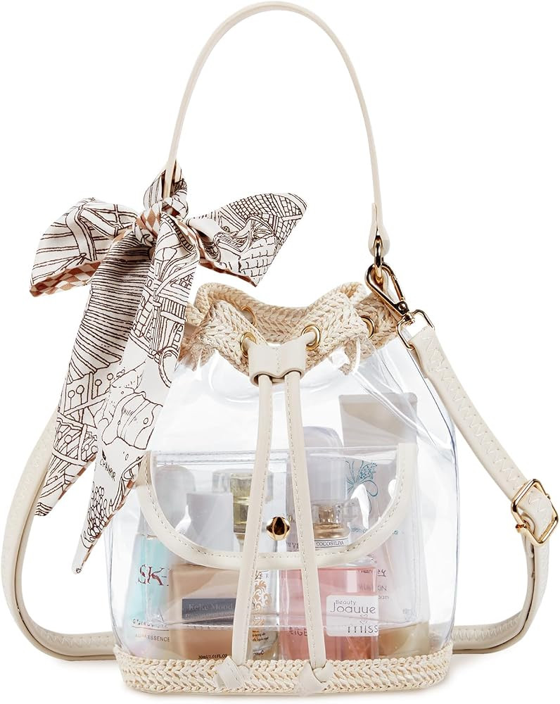 Missnine Clear Bag for Stadium Approved, Clear Crossbody Bucket Bag Transparent PVC Purse for Wom... | Amazon (US)