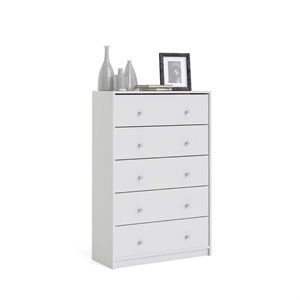 Levan Home Modern White Tall 5 Drawer Chest/ Bedroom Dresser | Cymax