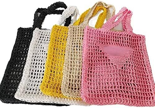 NA Handmade Straw Bag,Travel Beach Fishing Mesh Bag, Straw Woven Bag Female Pastoral Style Weavin... | Amazon (US)