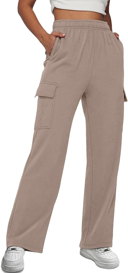 AUTOMET Womens Cargo Sweatpants Casual Baggy Fleece High Waisted Joggers Pants | Amazon (US)