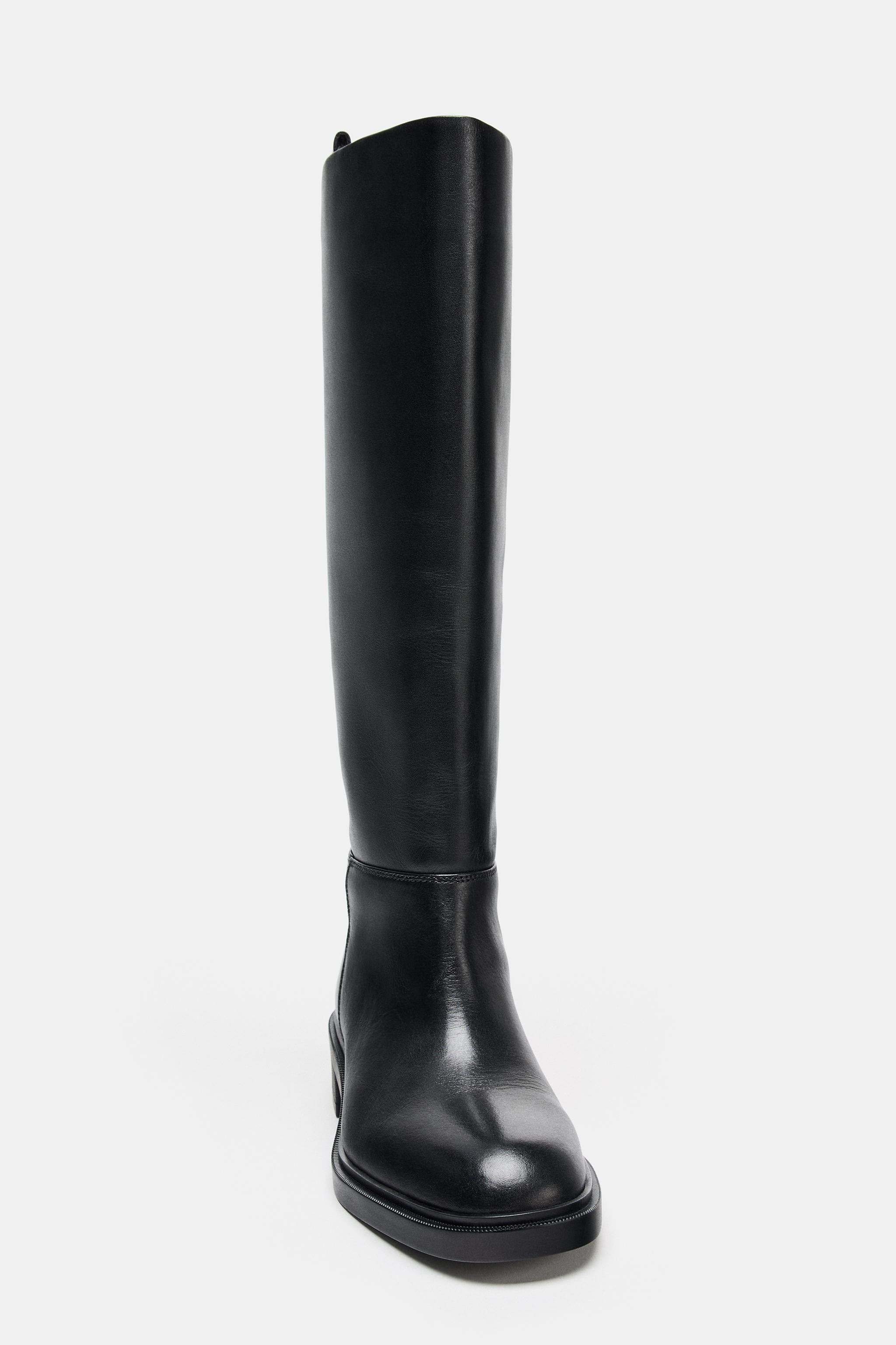 LEATHER EQUESTRIAN BOOT | Zara US